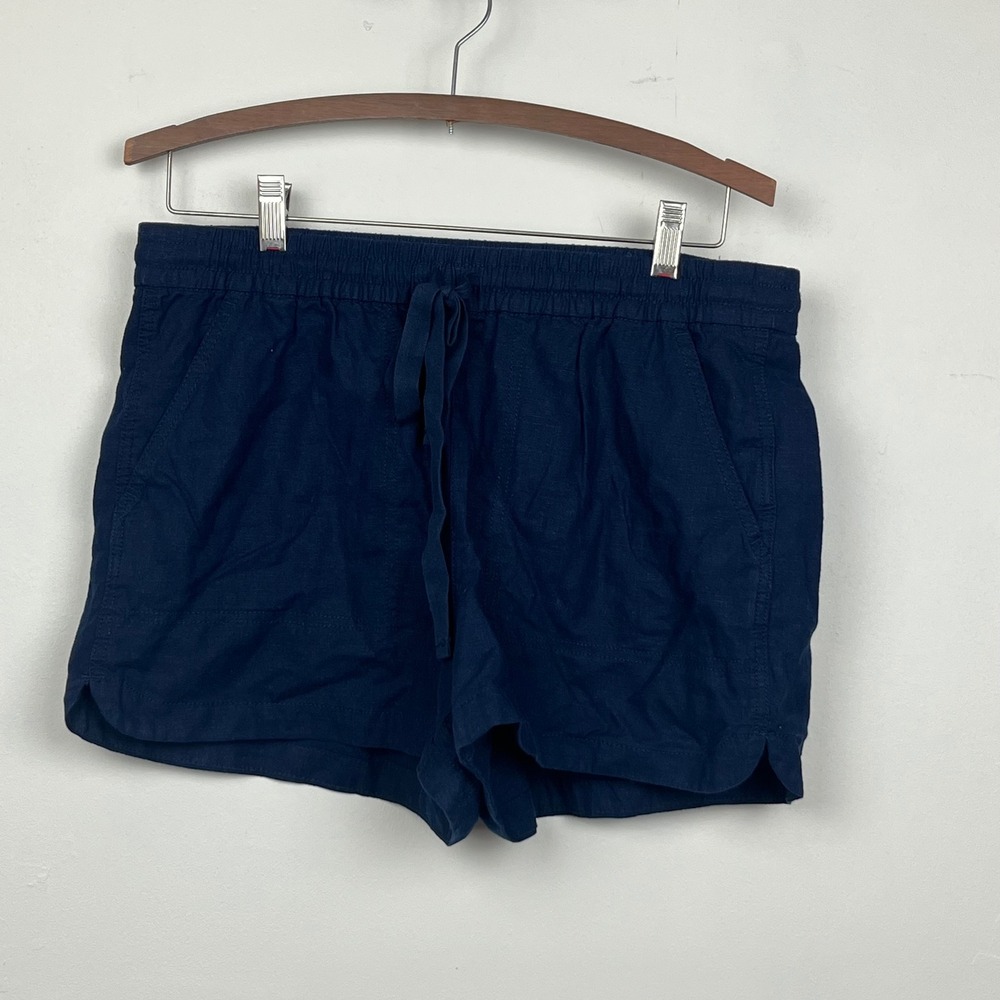 J.Crew Linen Blend Drawstring Shorts S Navy Blue Preppy Europecore BF383